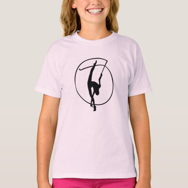 Ginástica rítmica com o t-shirt da menina da fita (Frente)