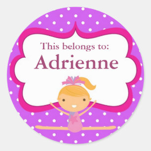 Ginástica roxa do ponto de volta às etiquetas da