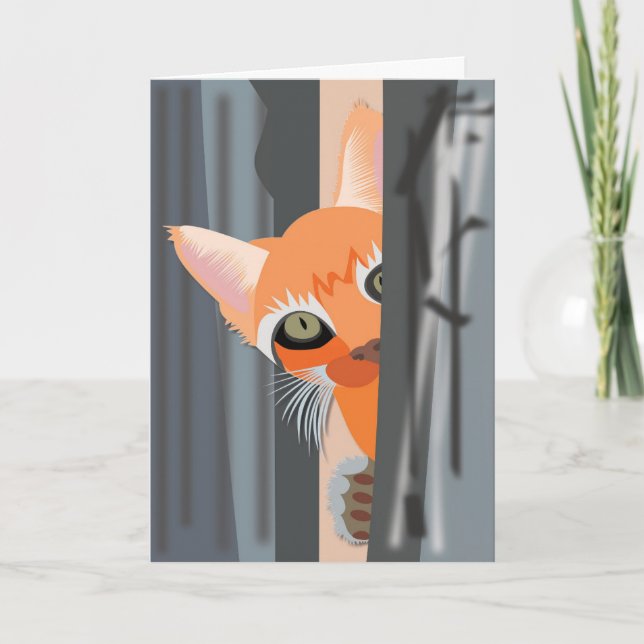 GINGER CAT ART PEEING IN PARA DIZER CARTÃO OLLO (Frente)