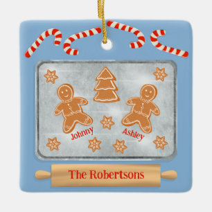 Gingerbird Família de Dois Ornamentos Cerâmicos