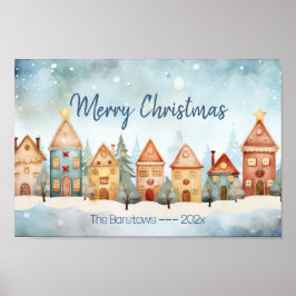 Gingerbird Row Houve Poster de Natal