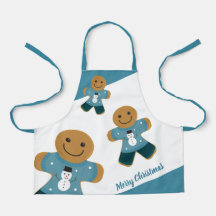 Gingerpão Azul Feriado Natal Apron