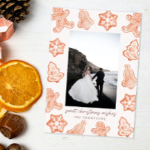 Gingerpão Watercolor Cartões de foto de Natal mode