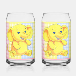 Gingham Animal Soda Glass