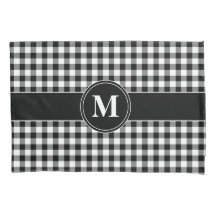 Gingham Branco E Preto Monograma