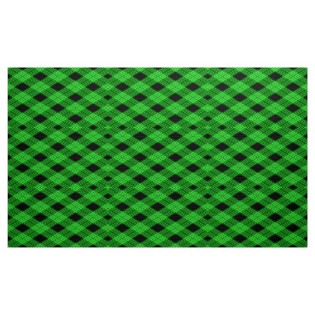 Gingham Check Green and Black Patternos Tecido (Jarda)