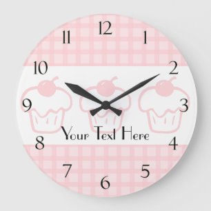 Gingham e Relógio de Cupcakes com Números