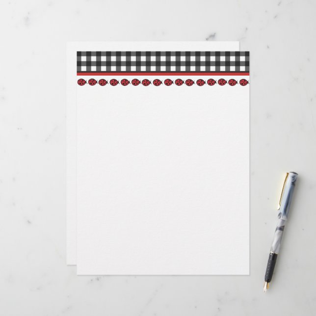 Gingham Ladybug Letterhead (Frente/Verso In Situ)