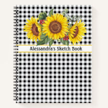 Gingham Negro Girassol Criar Sua Própria Frase