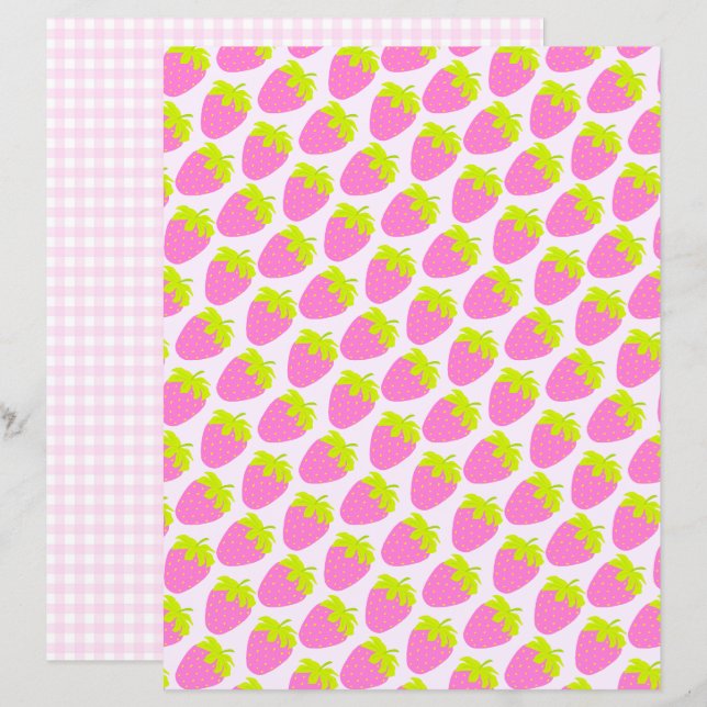 Gingham Rosa Pink Pastel de Morango (Frente/Verso)