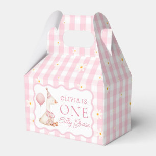 Gingham Rosa Um Bobo Ganso Ganso Caixa de Aniversá
