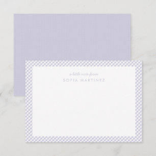 Gingham roxo personalizado papelaria para crianças