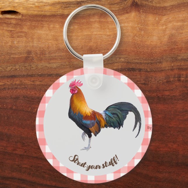 Gingham Vermelho e Branco com Chaveiro de galeria  (Frente)