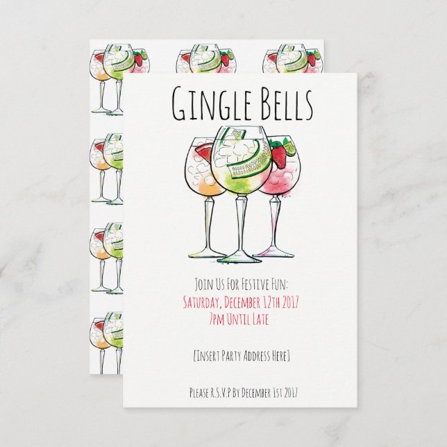 GINgle Bells| Convites de festas de Natal (Frente/Verso)