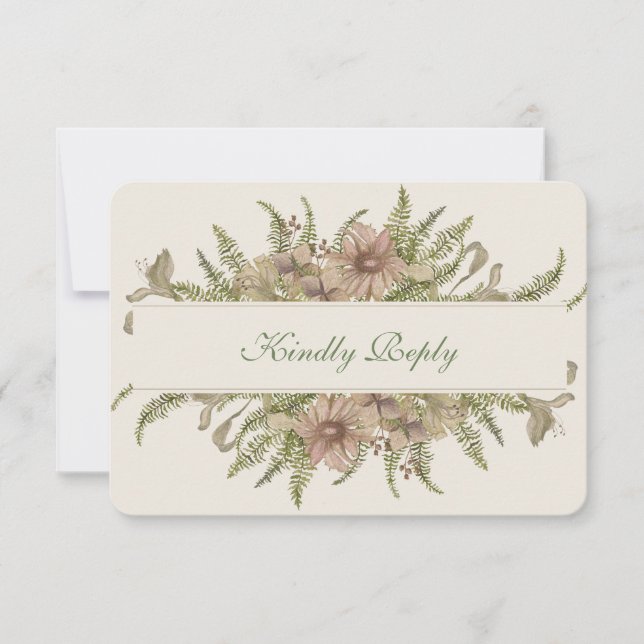 Ginkgo Watercolor Floral Wedding RSVP (Frente)