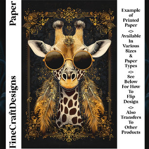 Girafa, Art Nouveau, Dourado CM4 Scrapbook Paper