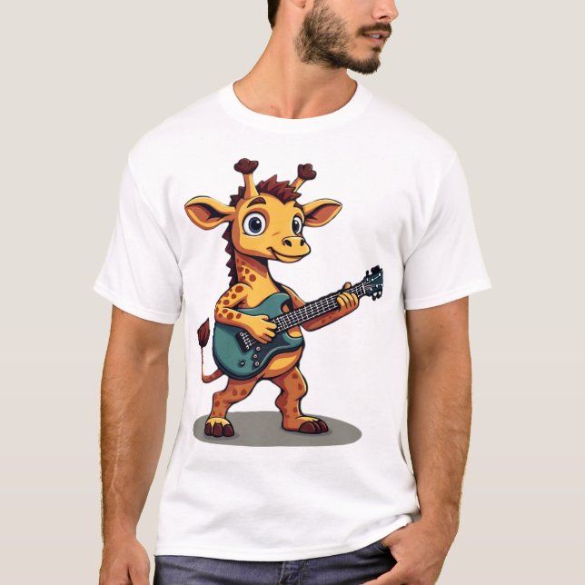 Girafa balançando com violão Camiseta Clássica (Frente)