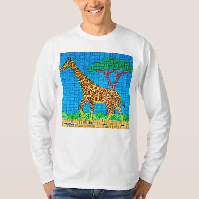 Girafa (branca) - Camisa Masculina Manga Longa (Frente)