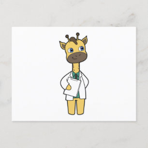 Girafa como Doutor com Bloco de Notas
