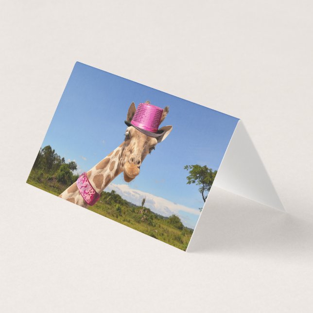 Girafa de chapéu cor-de-rosa brilhante (Frente)