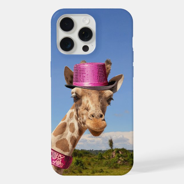 Girafa de chapéu cor-de-rosa brilhante (Verso)