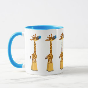 Girafa de desenho animado e caneca azul