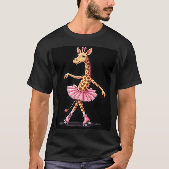 Girafa De Patins Em Tutu Rosa E Camiseta (Frente)