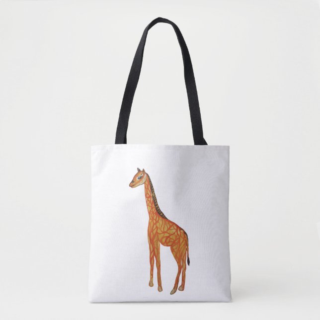 Girafa desenhando Tote Personalizado de Todos os I (Frente)