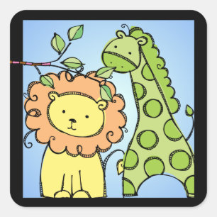 Girafa e adesivos de leão
