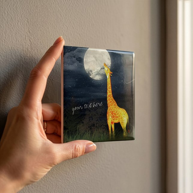 Girafa e Lua | Azulejo de Cerâmica Personalizado (Criador carregado)