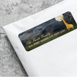 Girafa e Lua | Etiquetas de Endereço de Retorno Pe