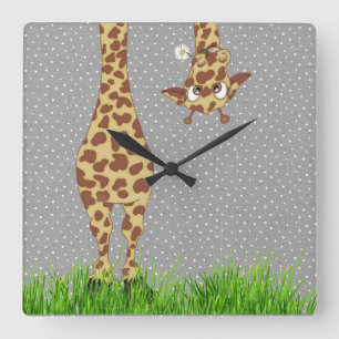 Girafa e margarida no Relógio de Parede da Bolinh