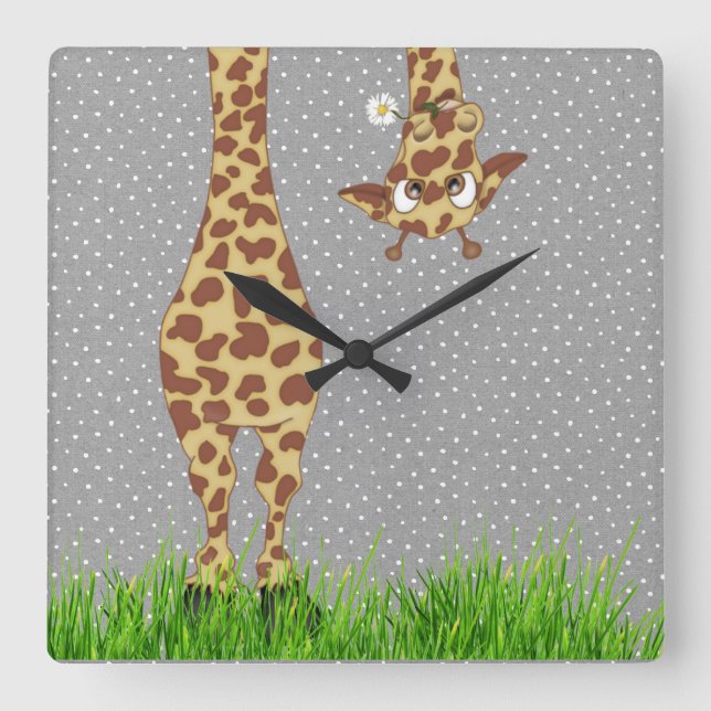 Girafa e margarida no Relógio de Parede da Bolinha (Frente)