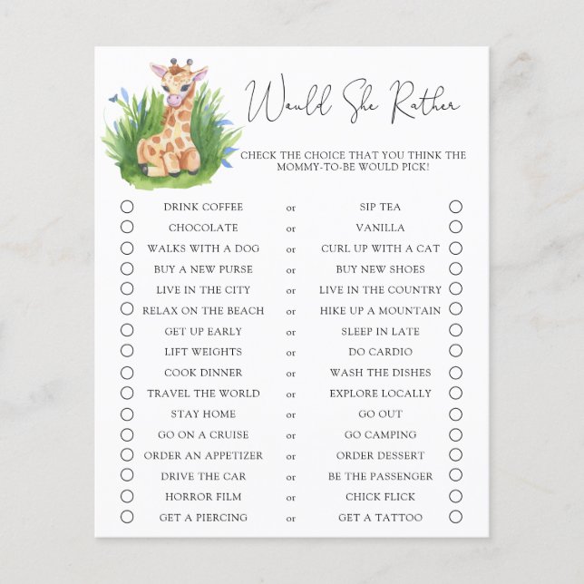 Girafa / Ela Preferencialmente Jogo De Chá de fral (Frente)