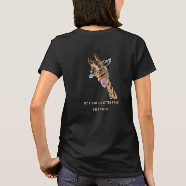 Girafa Engraçada De Camisa T - Texto Personalizado (Verso)