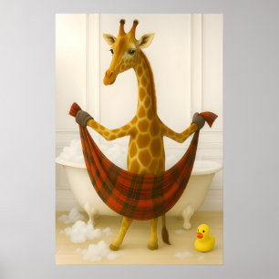 Girafa Engraçada Impressão Banheiro, Girafa na Ban