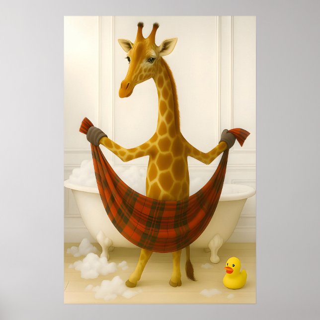 Girafa Engraçada Impressão Banheiro, Girafa na Ban (Frente)