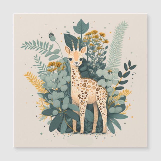 Girafa fofa e adorável no jardim (Frente)