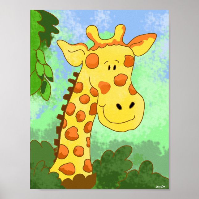 Girafa Fofa na Impressão de Arte da Selva Quarto I (Frente)