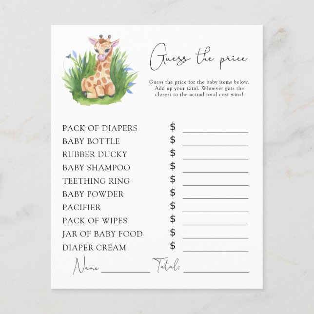 Girafa - Jogo Price Guess (Frente)