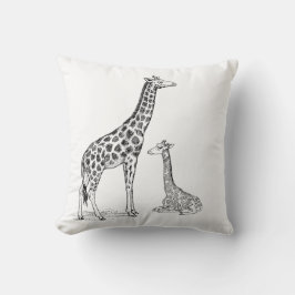  Girafa Monocromática Almofada Quadrada – Elegante