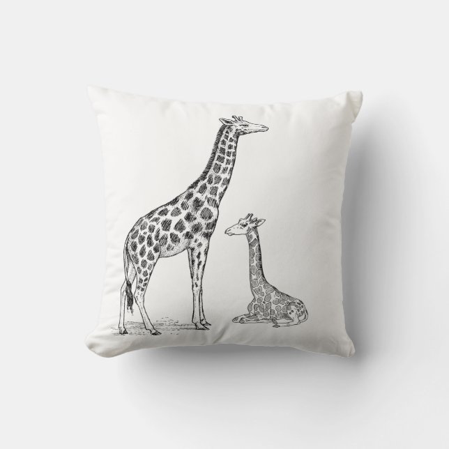  Girafa Monocromática Almofada Quadrada – Elegante (Frente)