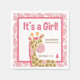 Girafa Rosa É uma Menina Guardanapos Personalizado