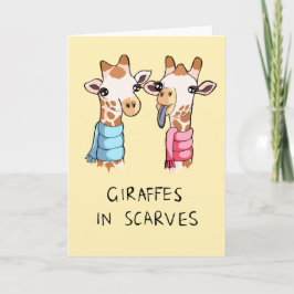 Girafas bonitas em escarpas desenhando cartão de s