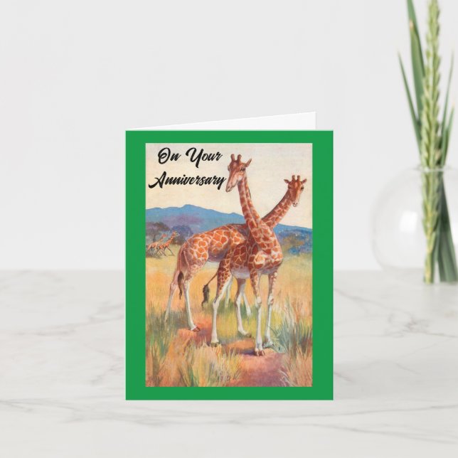 Girafas do aniversário dobraram cartão de saudação (Frente)