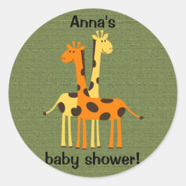 Girafas Laranja e Amarelo em Adesivo Verde