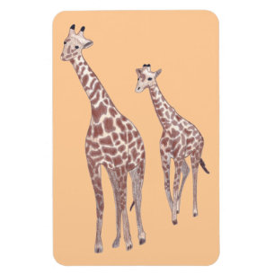 Girafas-mãe e criança desenhando ímanes personaliz