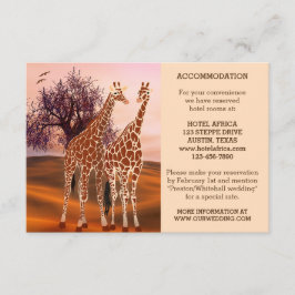Girafas Zoo Wedding Insert ou Cartão de Alojamento