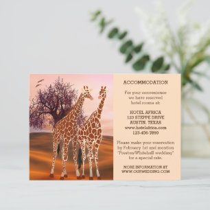 Girafas Zoo Wedding Insert ou Cartão de Alojamento