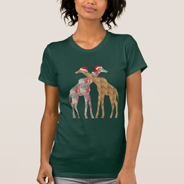 giraff pair santa hat christmas t-shirts a vida se (Frente)